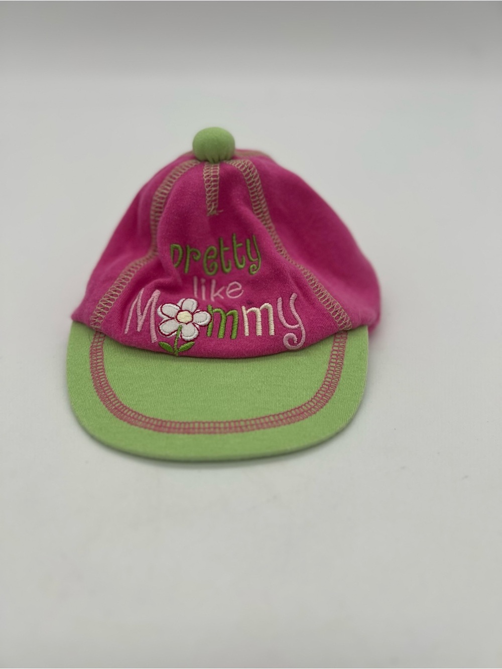 Baby Essentials Pretty Like Mommy Baby Girl Hat Green Pink Sz 0-6 Months Cotton
